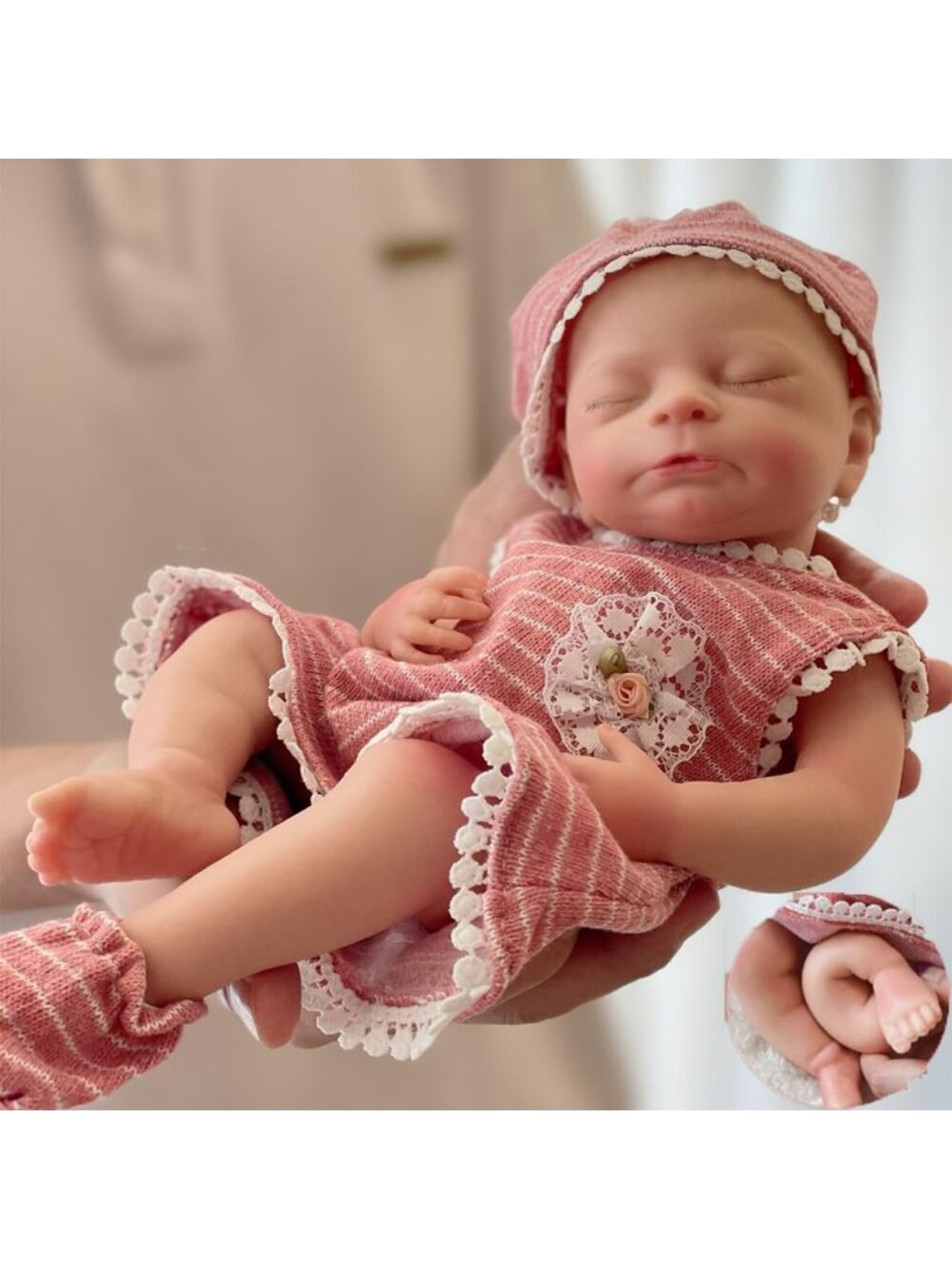 Realistic 13" Full Silicone Reborn Baby Doll, Sleeping Eyes, Toy for Kids 3